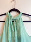 J.Crew "Tie-Neck Poplin Cotton Top in Green/White" (Size 10)