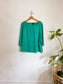 Ann Taylor 3/4 Sleeve Pleated Blouse in Emerald Green (Size L)