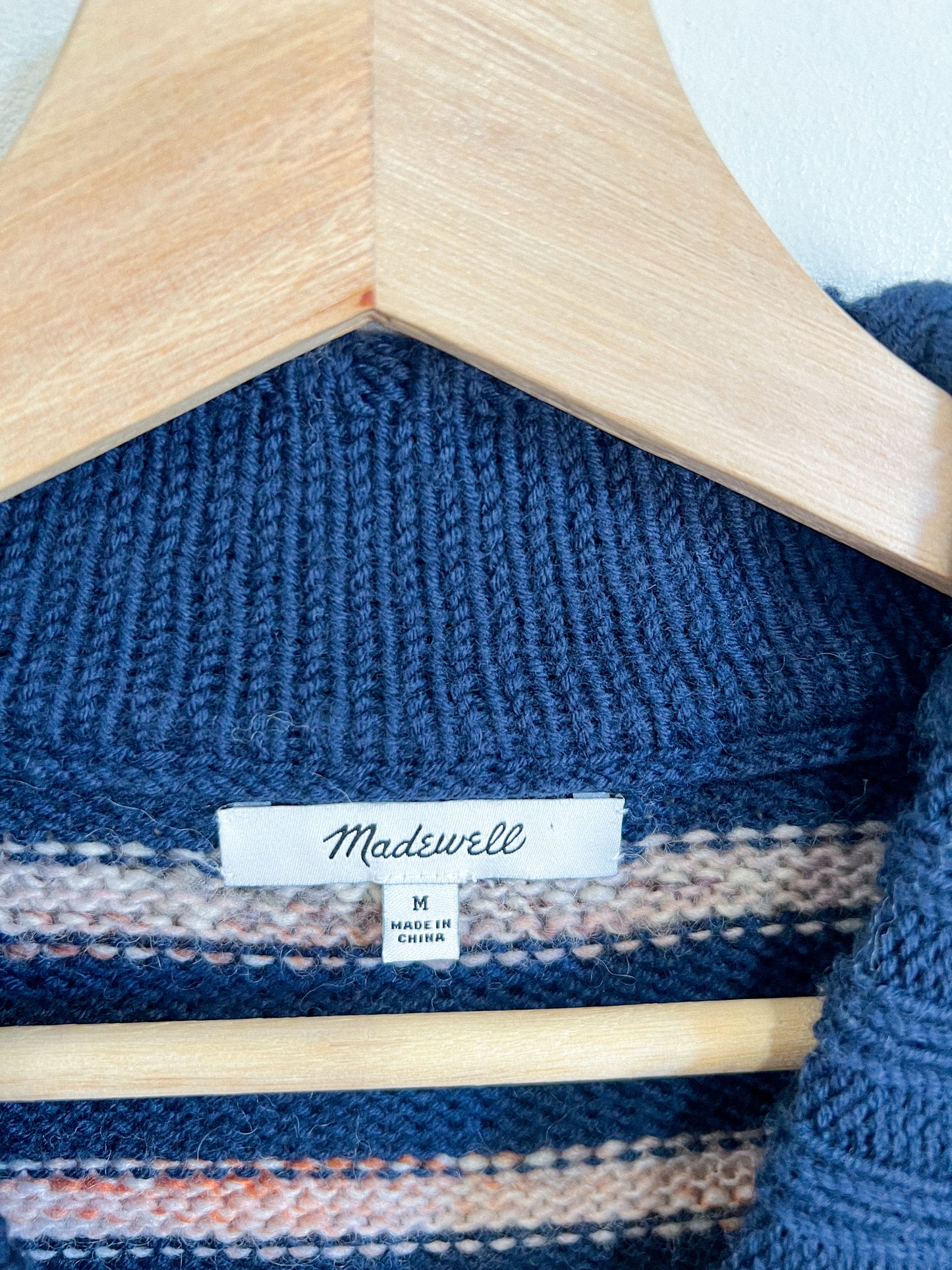 Madewell  Striped Metcalf Chunky Knit Sweater in Navy" (Size M/L)