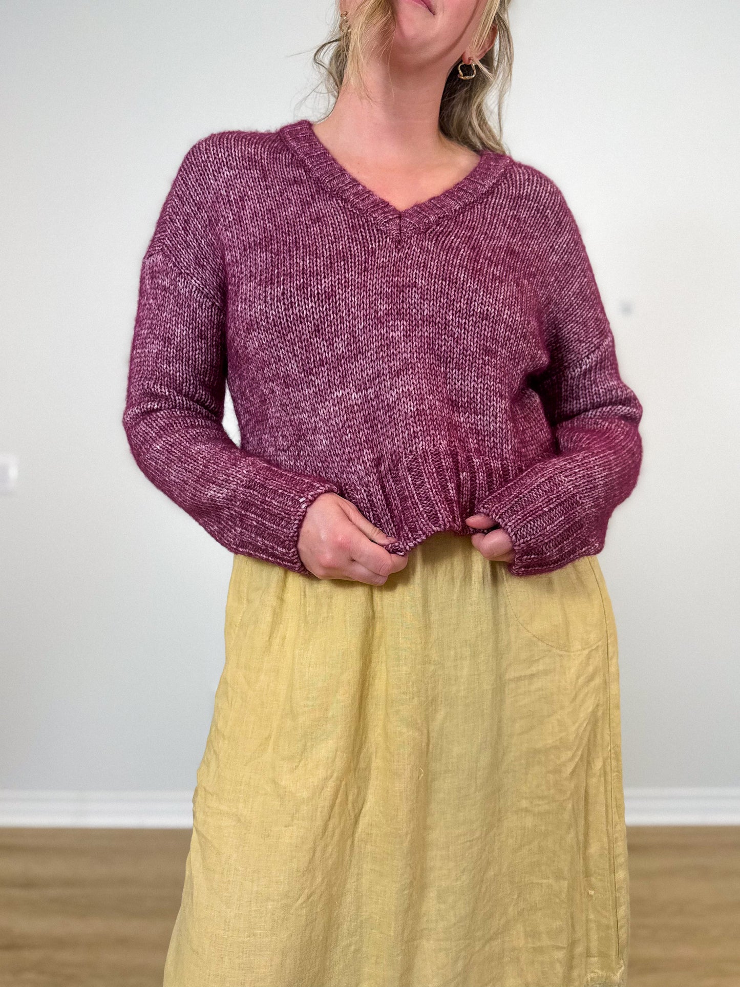 KOTN Sustainable Alpaca & Merino Wool Sweater in Burgundy (Size S/M)