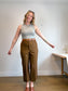 Vintage Striped Trousers in Brown/Blue (Size XL)