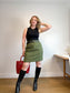 Vintage Green Tweed Skirt Suit (Size L)