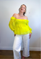 Alice & Olivia Eyelet Puff Sleeve Blouse in Neon Yellow (Size M)