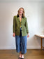 Vintage Green Tweed Skirt Suit (Size L)