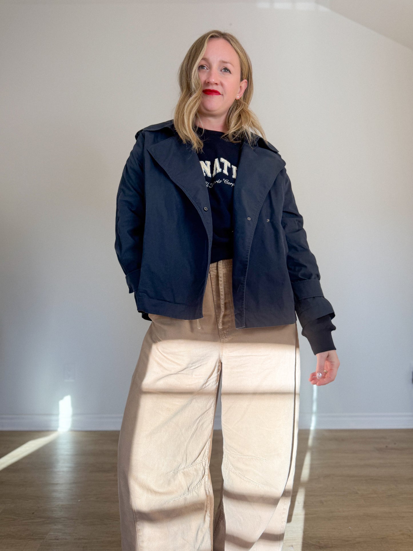 Massimo Duttio Short Trench Coat in Navy (Size M/L)