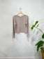 H&M Wide Arm Long Sleeve Cropped Tee in Beige (Size S)