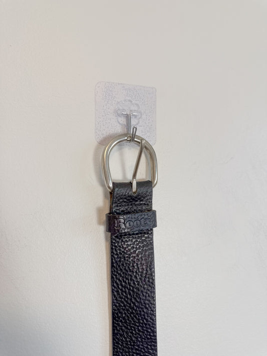 Roots Black Leather Belt (Size L)
