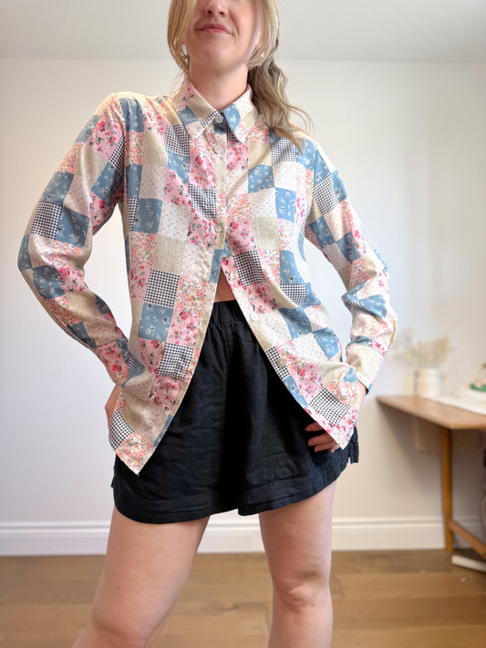 If She Loves Patchwork Blouse (Size S/M)