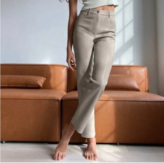 Wilfred Light Grey Faux Leather "Melina Pant" (Size 12)