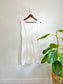 Vintage White Linen Dress with Floral Embroidery (Size M/L)