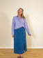 Vintage Midi Denim Skirt with Button Detail (Size L/XL)