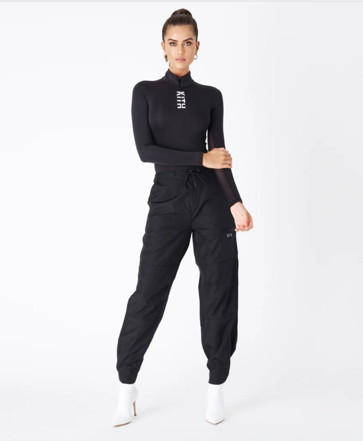 KITH Cora Zip Up Bodysuit in Black (Size S)