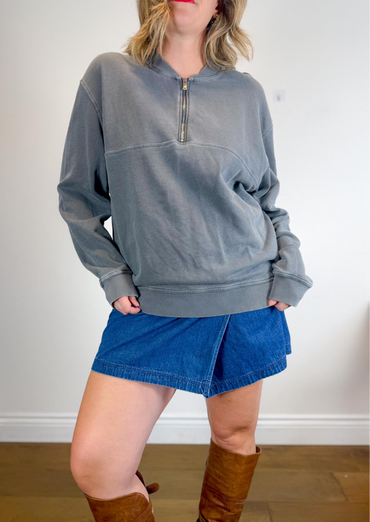 COS Half Zip Crewneck in Dark Grey (Size XL)