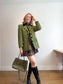 Vintage Green Tweed Skirt Suit (Size L)