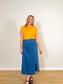 Vintage Midi Denim Skirt with Button Detail (Size L/XL)