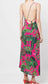 FARM RIO "Leaves Midi Dress in Hot Pink/Green" (Size S)
