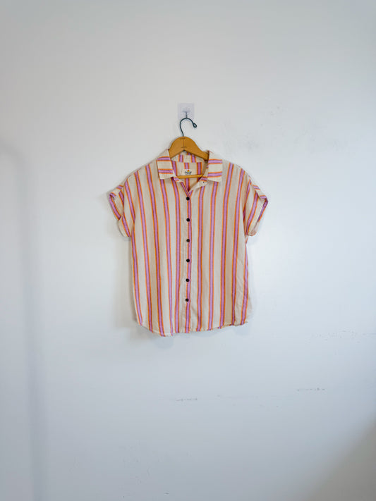 Marine Layer "Dana Shirt in Violet Stripe" (Size XS/S)