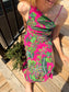 FARM RIO "Leaves Midi Dress in Hot Pink/Green" (Size S)