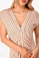 Sandro Striped Midi Dress in Pale Pink , Blue & Mustard (Size S)