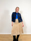 Vintage Plaid Wool Cropped Shacket in Blue/Grey (Size M)