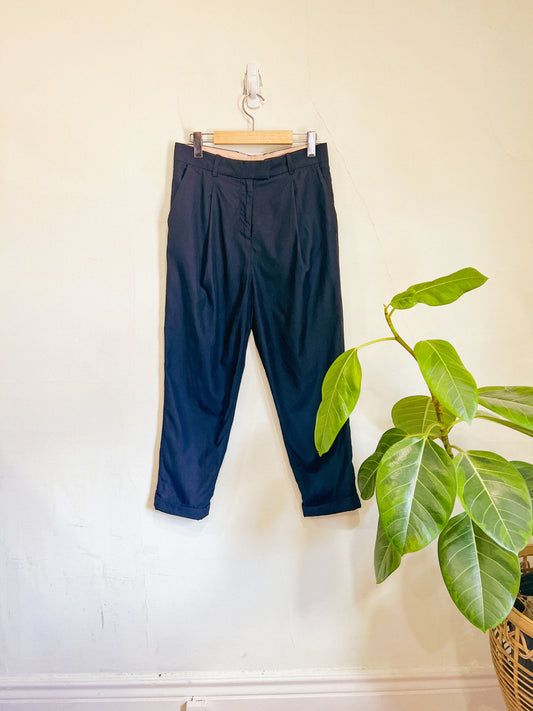 COS Cotton Lightweight Trousers in Navy (Size 4)