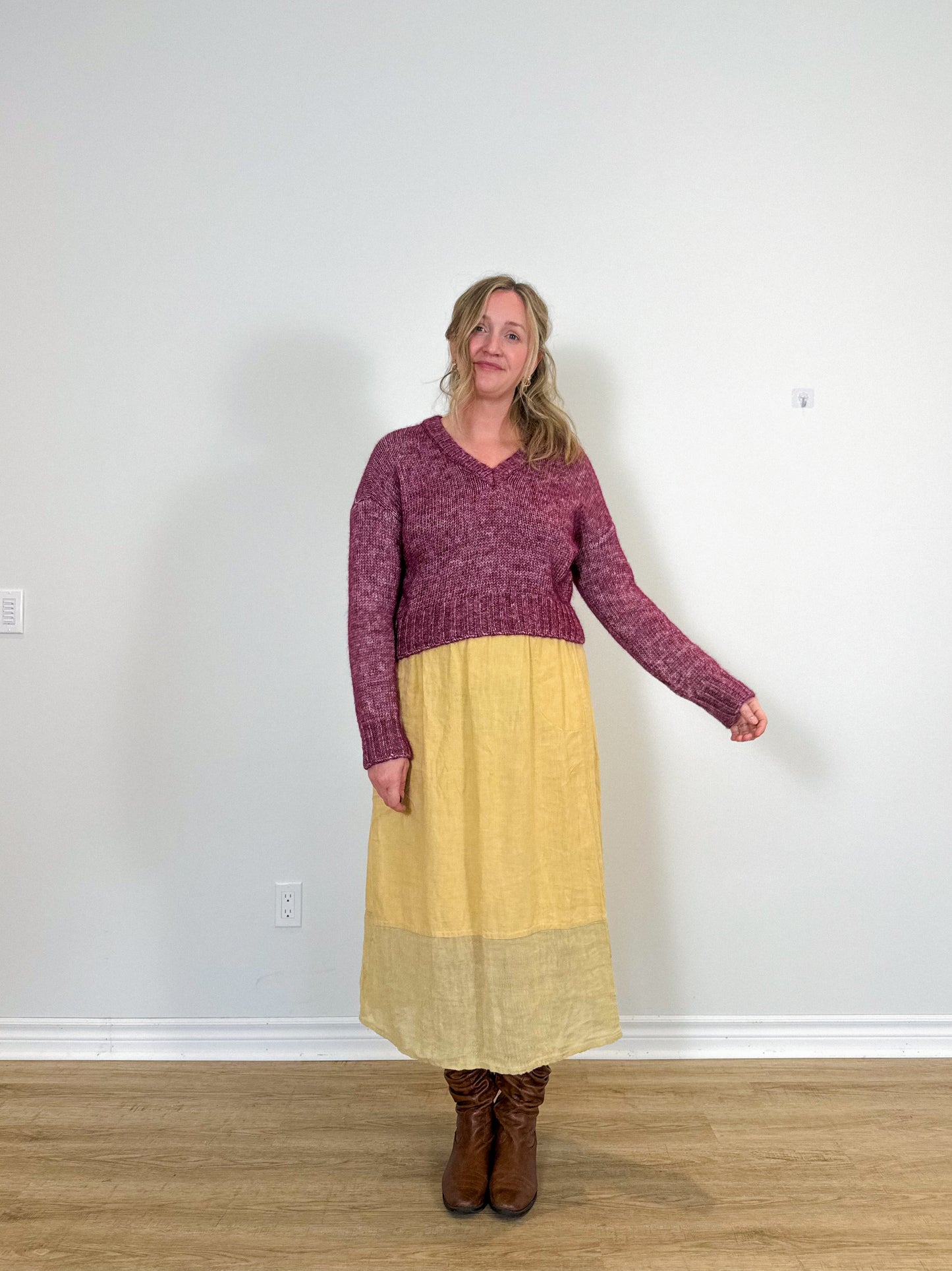 KOTN Sustainable Alpaca & Merino Wool Sweater in Burgundy (Size S/M)
