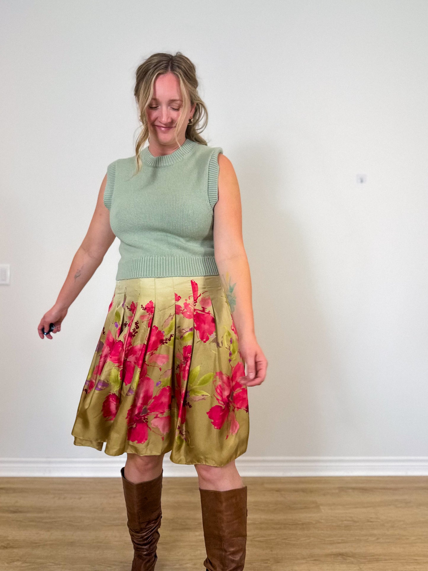 Vintage Jones New York Floral Silk Skirt - SOLD AS IS(Size L)