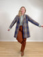 ICHI Plaid Coat in Navy/Brown (Size M/L)