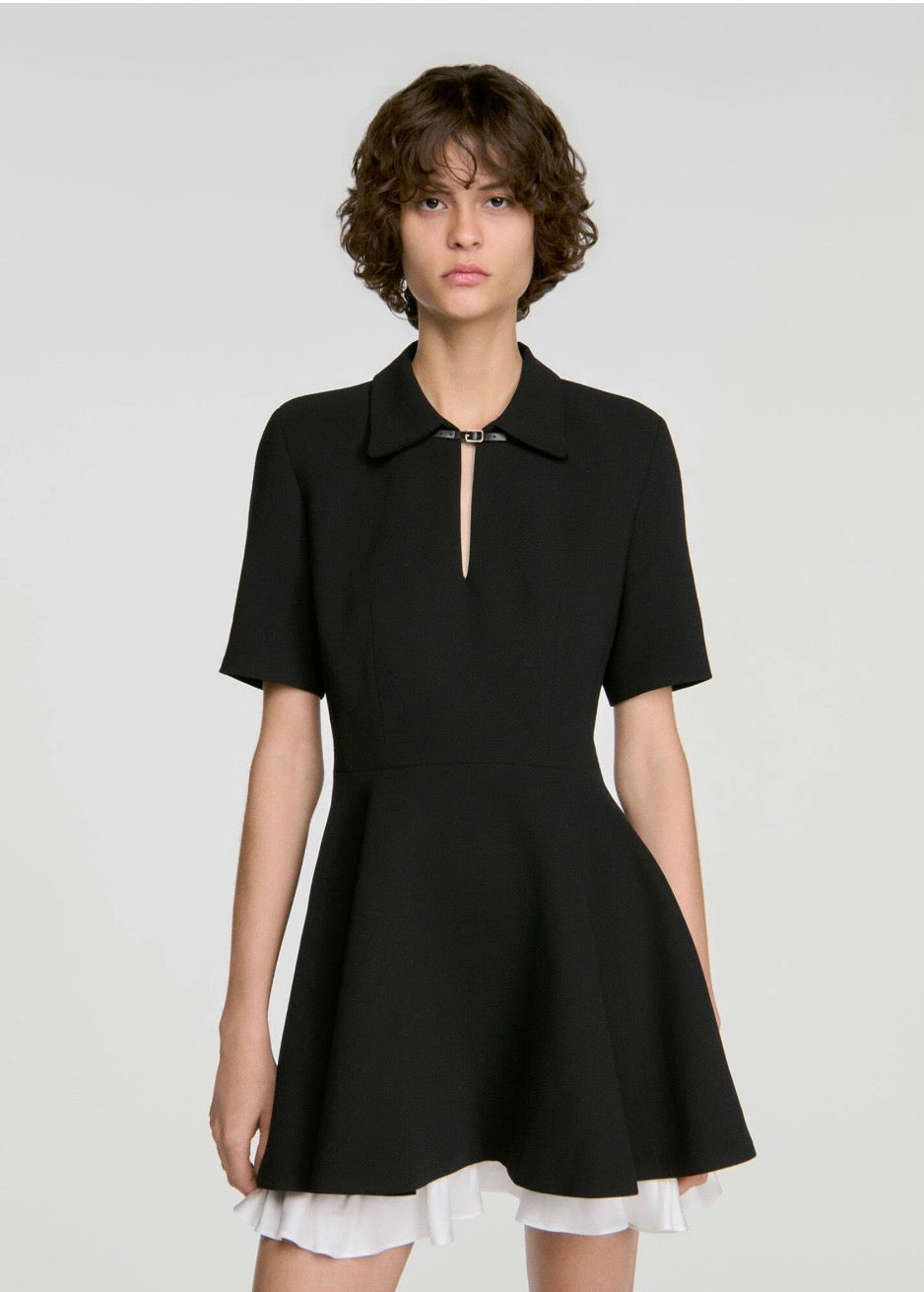 SANDRO "Short contrast skater dress" in Black NWT (Size S/M)
