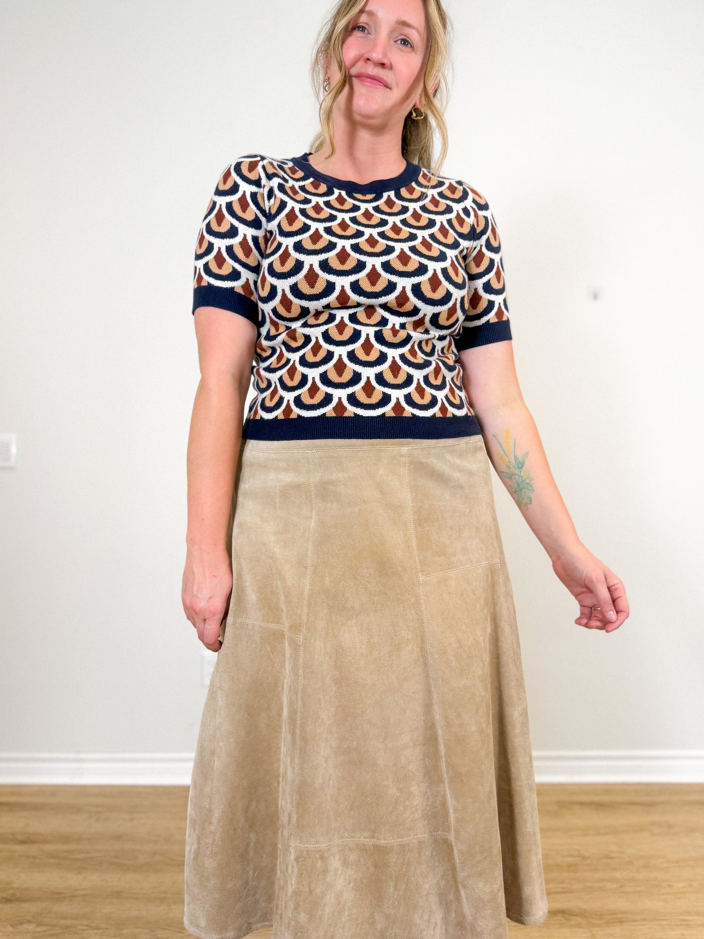 Christian Siriano Knit Sweater Tee in Geometric Print (Size S/M)