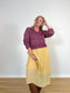 FLAX Linen Midi Skirt in Butter Yellow (Size L)