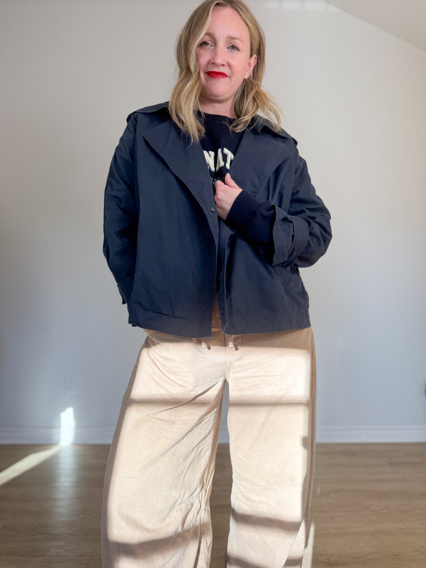 Massimo Duttio Short Trench Coat in Navy (Size M/L)