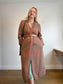J.Jill Long Quilt Wool Jacket in Dusty Rose/Green (Size M/L)