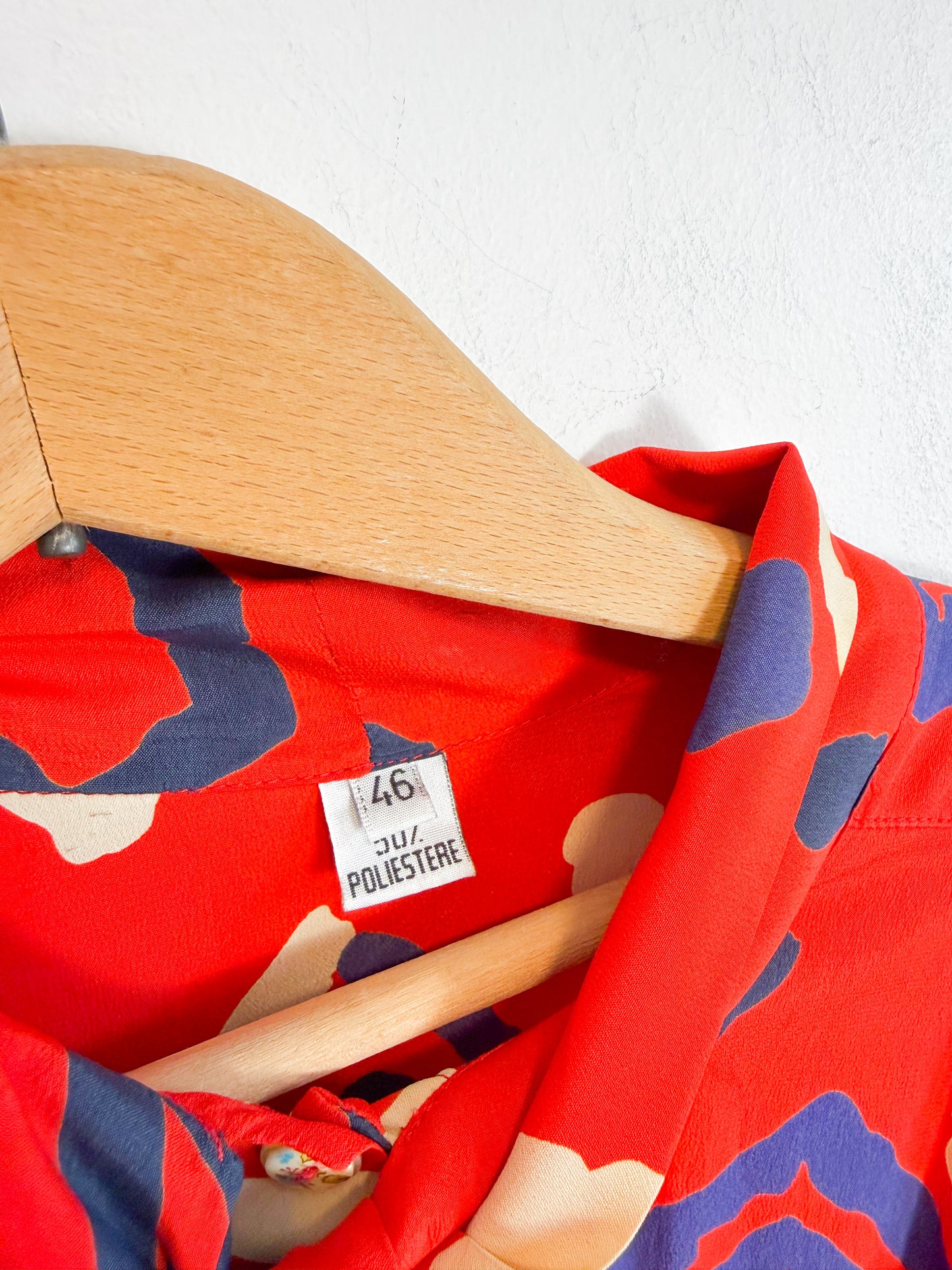 Vintage France Silk Blend Patterned Blouse (Size L/XL)