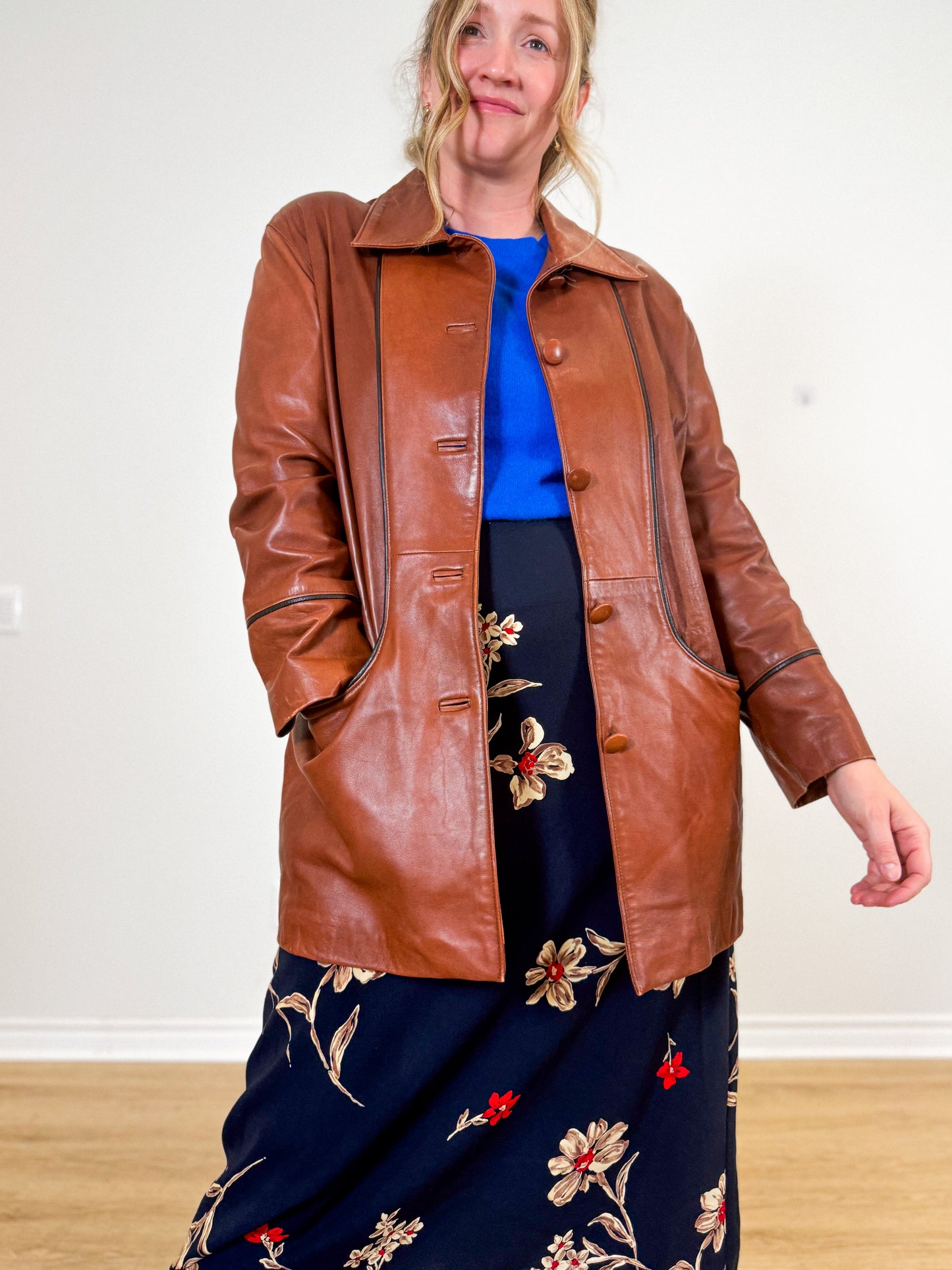 Vintage Bertanni Leather Jacket in Brown (Size L)