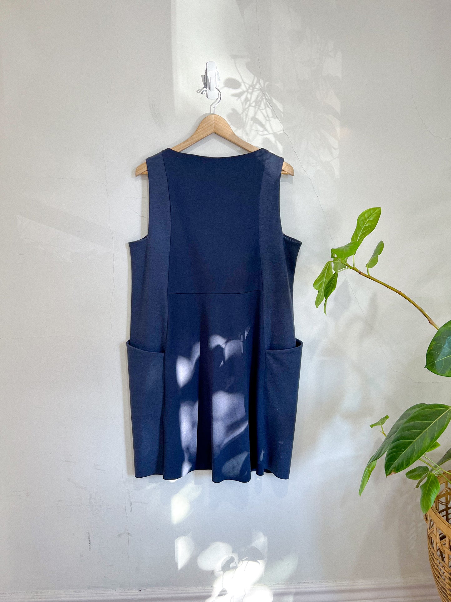 COS Wool Blend Shift Dress with Pockets in Slate Blue (Size L)