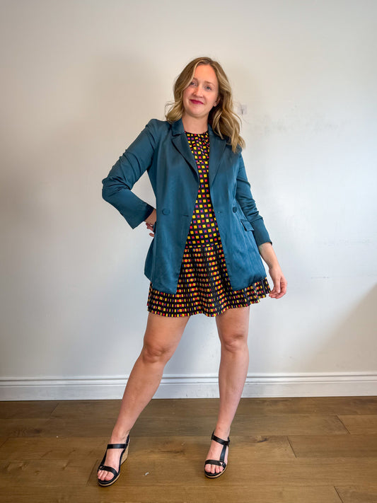 Ever New Satin Blazer in Teal (Size M/L)