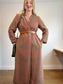 J.Jill Long Quilt Wool Jacket in Dusty Rose/Green (Size M/L)