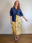Vintage Liz Linen Floral Midi Skirt (Size L)