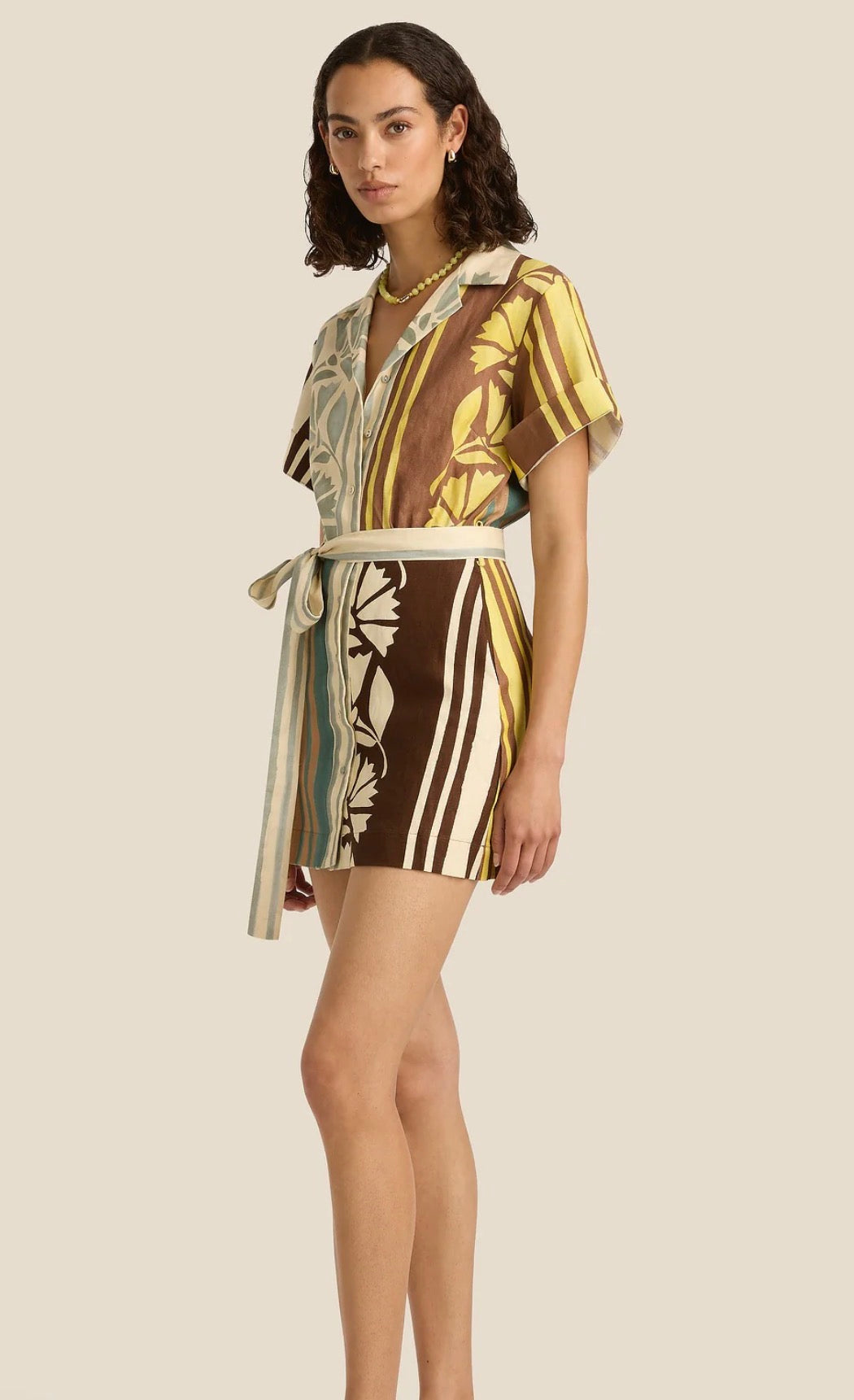 Soleil Soleil Sustainable Designer Brodie Linen Mini Dress (Size S)