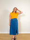 Vintage Midi Denim Skirt with Button Detail (Size L/XL)