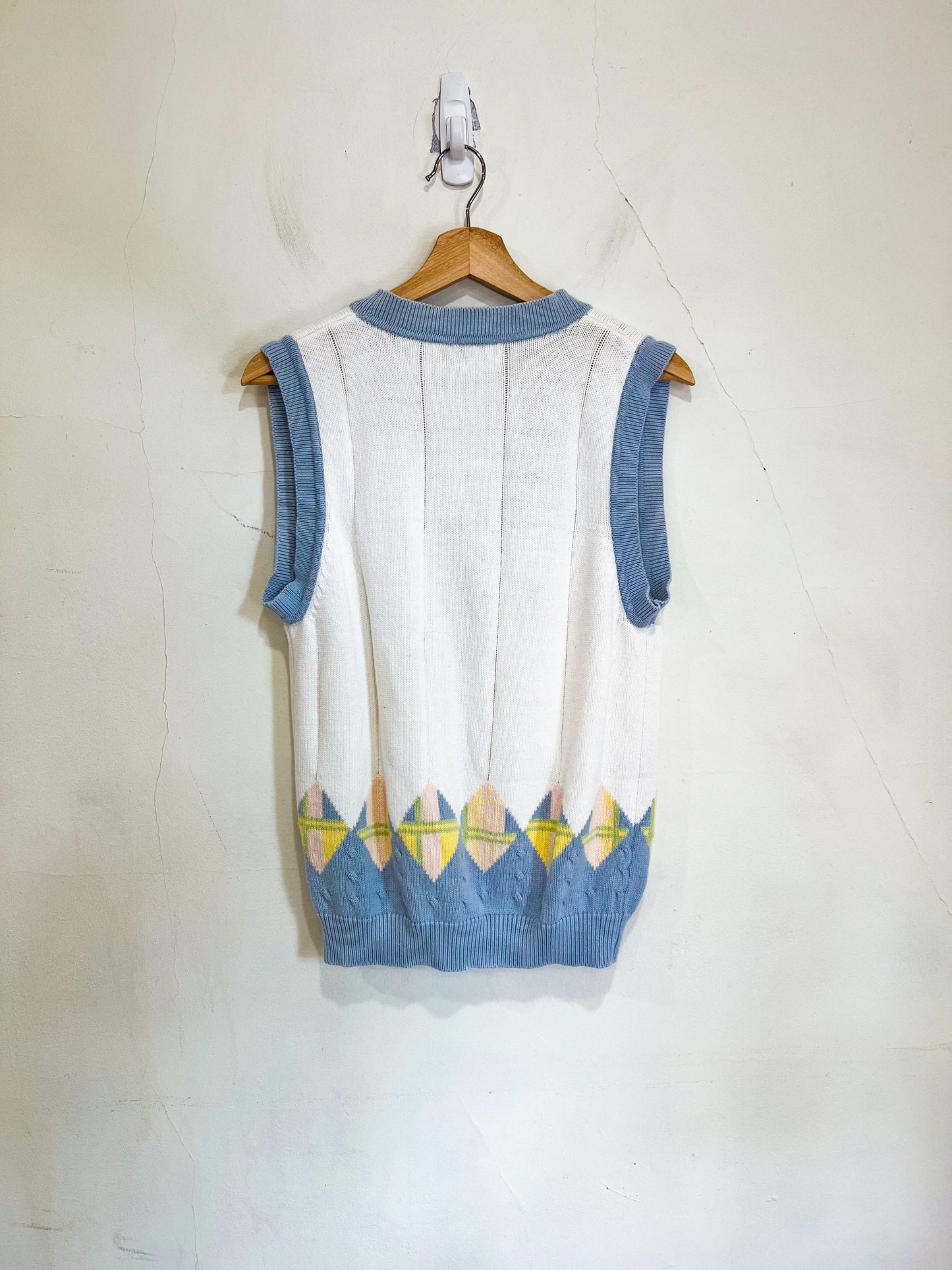 Vintage Geometric Pastel Sweater Vest (Size S/M)