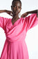 COS Puff Sleeve Midi Dress in Hot Pink (Size M/L)