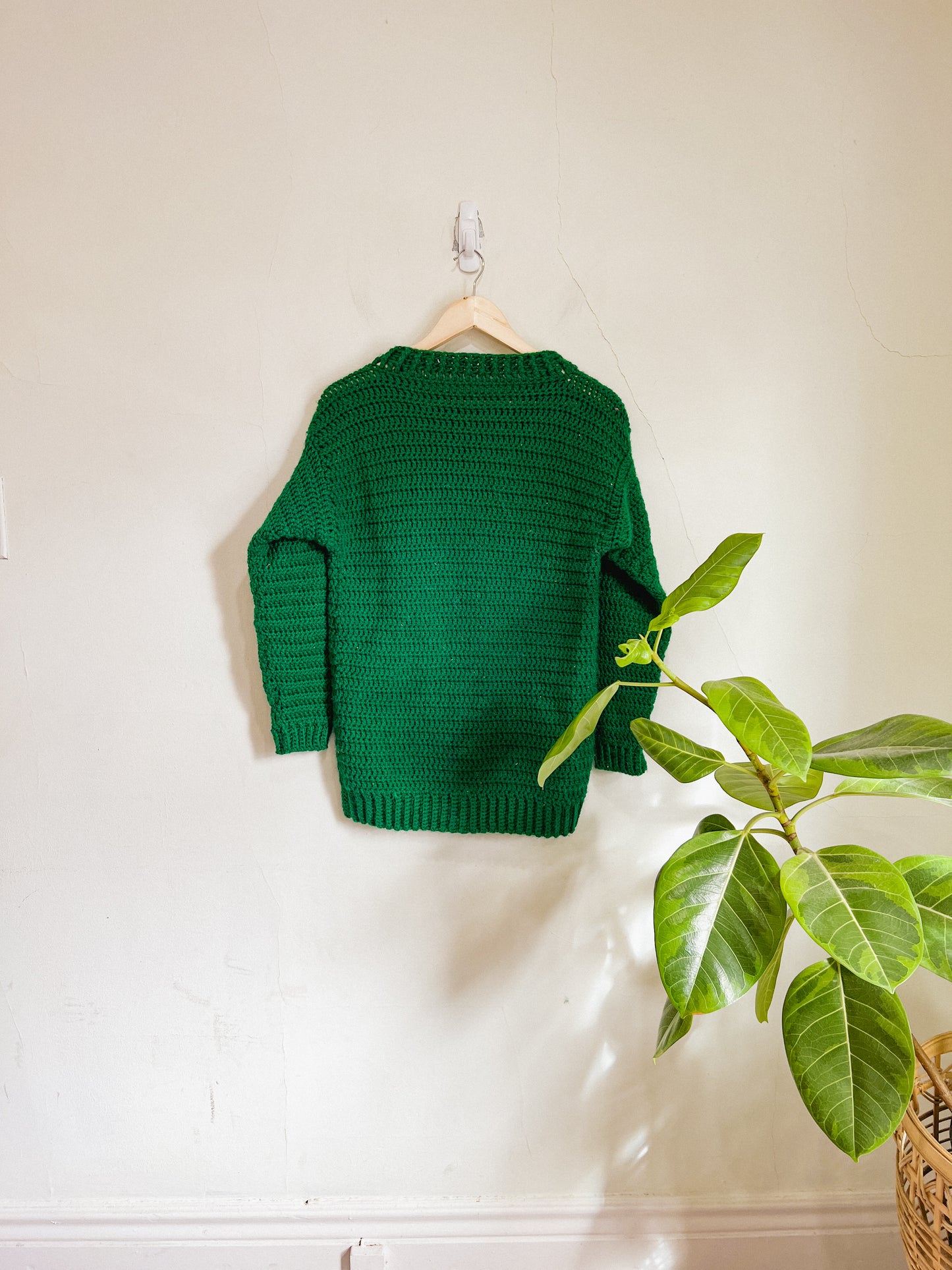 Vintage Green Chunky Knit Sweater (Size S)