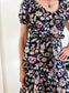 Ralph Lauren "Floral Cotton Voile Puff-Sleeve Dress" in Navy  (Size S)