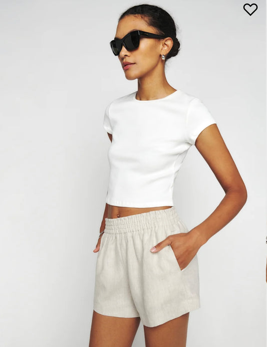 Reformation "Mila Linen Short in Oatmeal" (Size S/M)