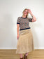 Vintage Leather Midi Skirt in Beige SOLD AS IS (Size XL)