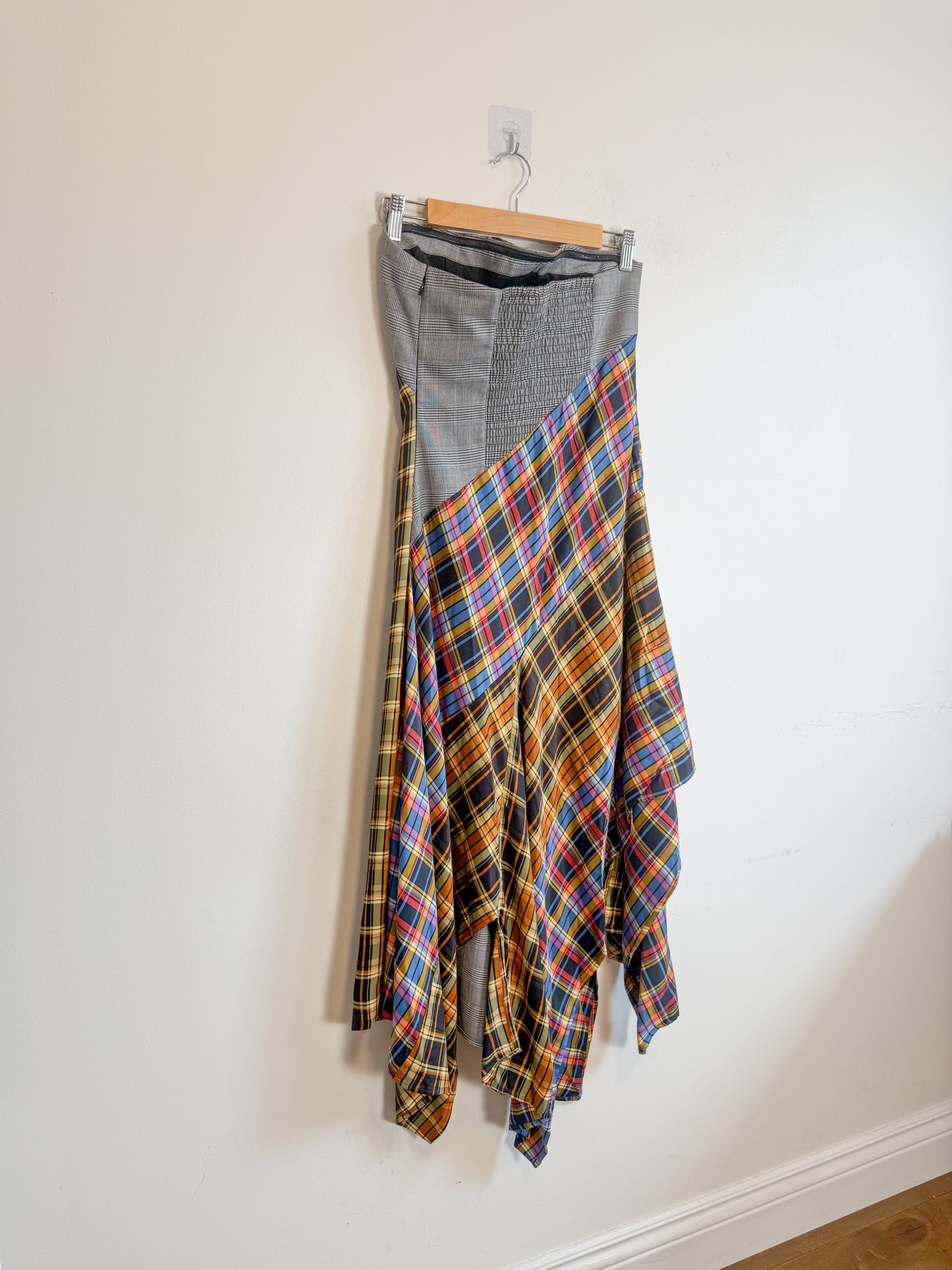 Anthropologie "Maeve Strapless Asymmetrical Midi Dress in Mixed Print" NWT (Size S)