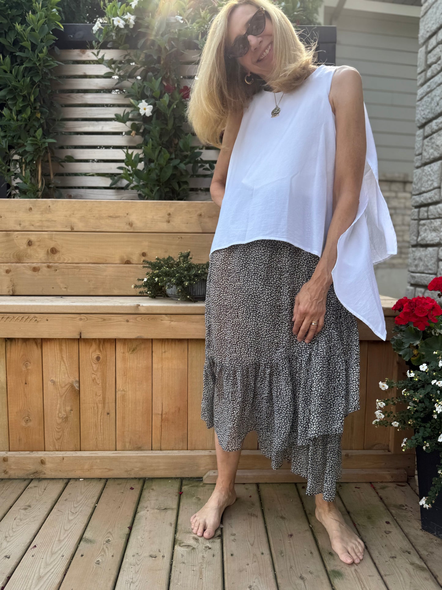 COS White Sleeveless Blouse with Asymetrical Wings (Size XS/S)