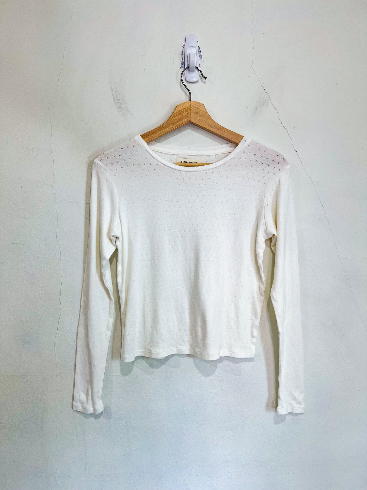 Gillian Stevens Slow Fashion Long Sleeve Tee in Off-White (Size S/M)